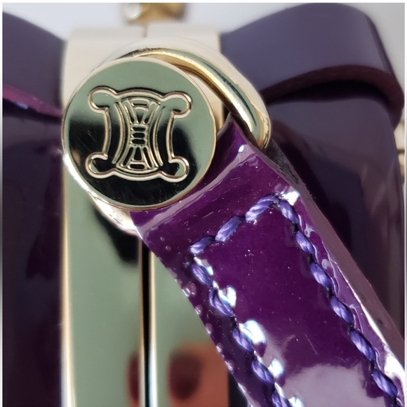 Celine Purple Lapis Roller Buckle Mini Patent Leather Crossbody Square Bag Purse - Picture 5 of 13